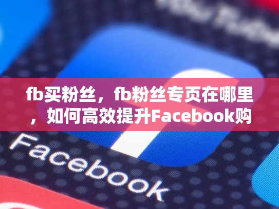 fb买粉丝，fb粉丝专页在哪里，如何高效提升Facebook购买新粉丝的能力，一份全面指南