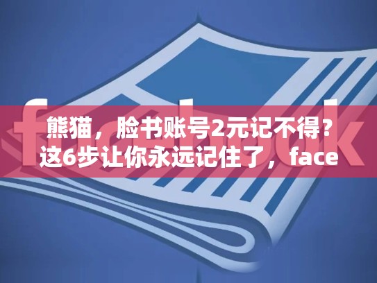 熊猫，脸书账号2元记不得？这6步让你永远记住了，facebook在中国怎么才可以用